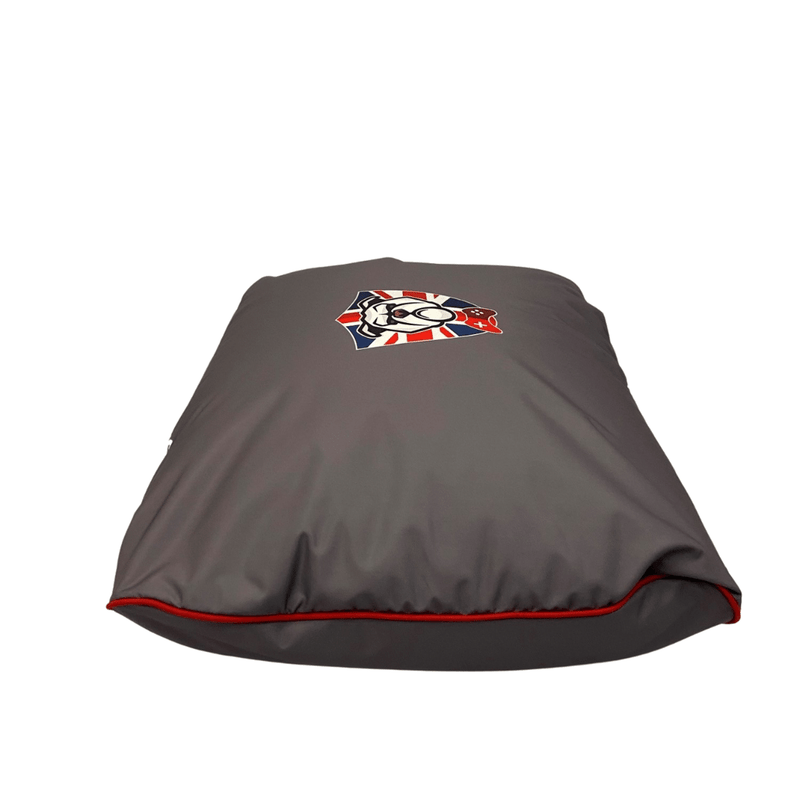 Bulldog Bean Bag Footstool - Grey with Red trim