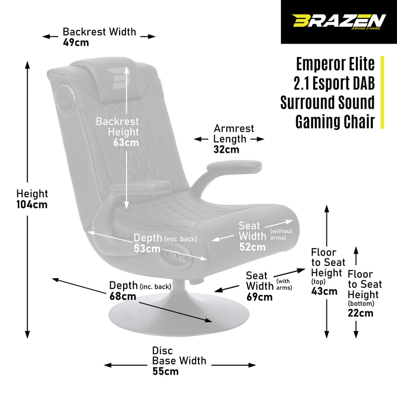 BraZen Emperor XX 2.1 Elilte Esports DAB Surround Sound Gaming Chair