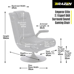BraZen Emperor XX 2.1 Elilte Esports DAB Surround Sound Gaming Chair
