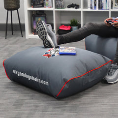 Bulldog Bean Bag Footstool - Grey with Red trim