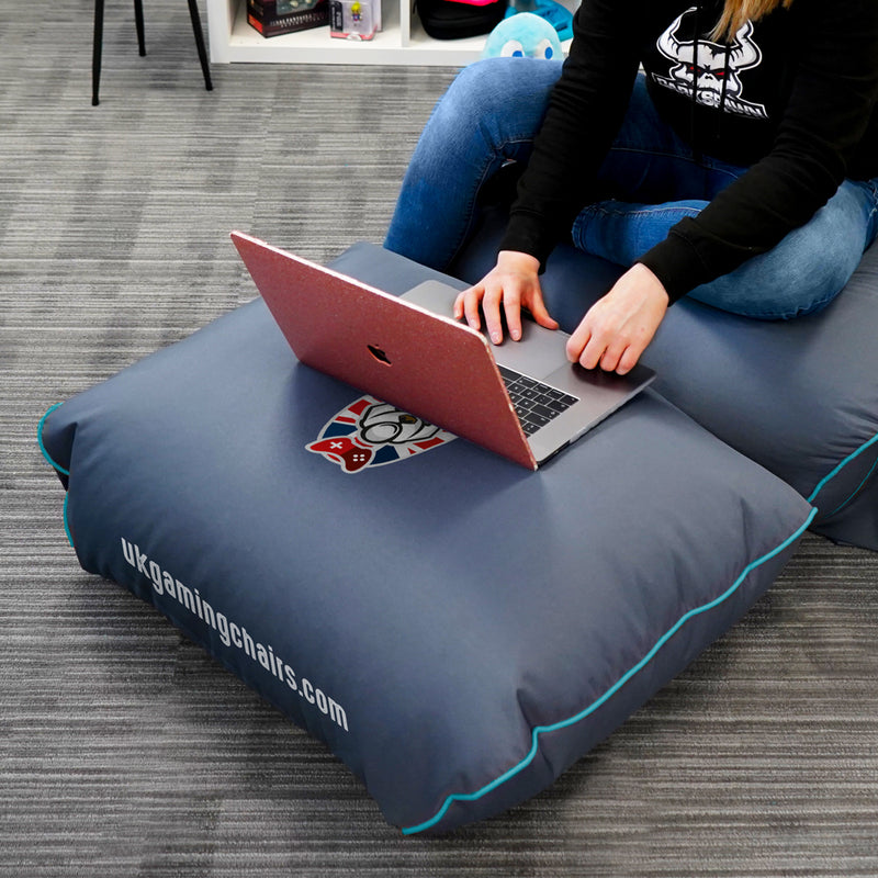 Bulldog Bean Bag Footstool - Grey with Red trim