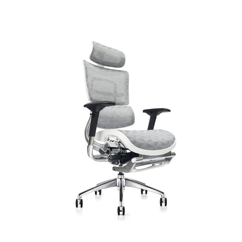 Hood Seating i29 Chair With Integrated Headrest & Leg Rest - White Kite Mesh - UK Ergonomics