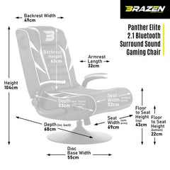 BraZen Panther Elite 2.1 Bluetooth Surround Sound Gaming Chair