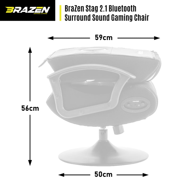 BraZen Stag 2.1 Bluetooth Surround Sound Gaming Chair - Grey
