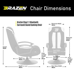 BraZen Stag 2.1 Bluetooth Surround Sound Gaming Chair - Grey