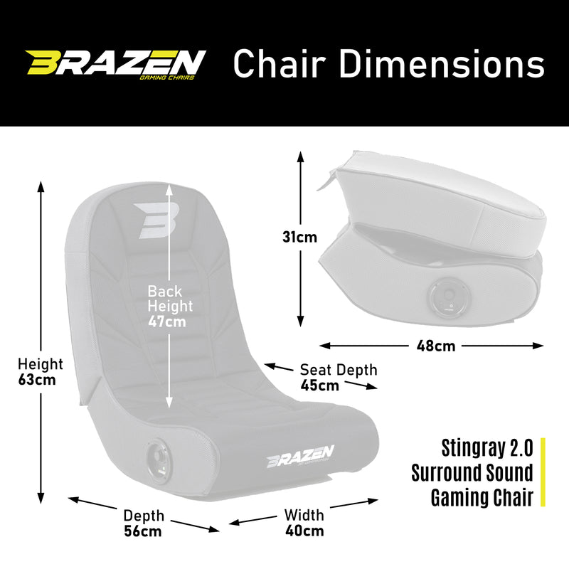 BraZen Stingray 2.0 Surround Sound Gaming Chair - Blue